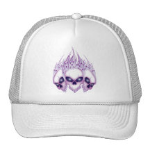 Flaming Purple Skulls Trucker Hats
