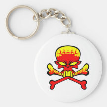 Flaming Skull and Crossbones Key Chains