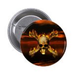 Flaming Skull and Crossbones w/Red Sky Background Button