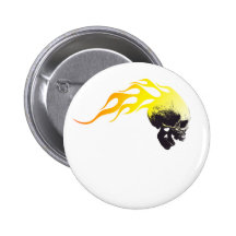 flaming skull button