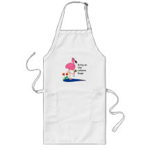 Flamingo and cabana boy BBQ apron
