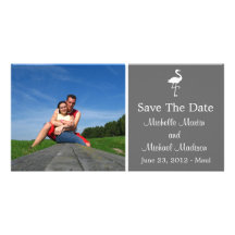 Flamingo Save The Date Photocard (Grey) Picture Card