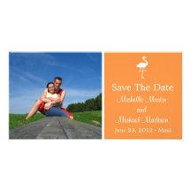Flamingo Save The Date Photocard (Orange) Photo Card