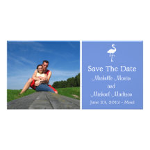 Flamingo Save The Date Photocard (Periwinkle) Photo Card Template