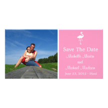 Flamingo Save The Date Photocard (Pink) Custom Photo Card