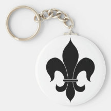 Fleur De Lis - Black - Lined Keychain