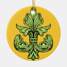 Fleur de lis Green Christmas Ornaments