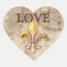 Fleur-de-lis Love Heart Sticker