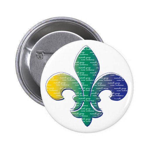 Fleur De Lis Mardi Gras New Orleans Pinback Button