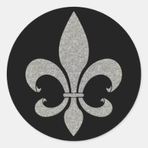 Fleur de lis silver and black Stickers