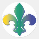 Fleur De Lis tri coloured Round Stickers