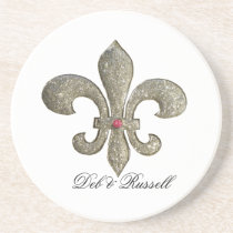 Fleur de lis with custom names coasters