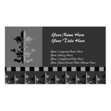 Fleur Heart Crown - Black Business Card Template