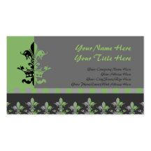 Fleur Heart Crown - Green Business Card Template