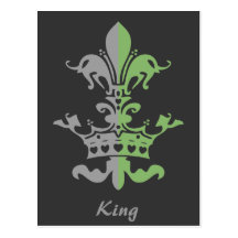 Fleur Heart Crown - Green Post Cards