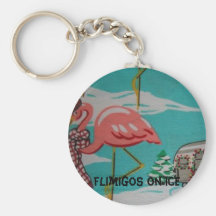 flimingos on ice key chains