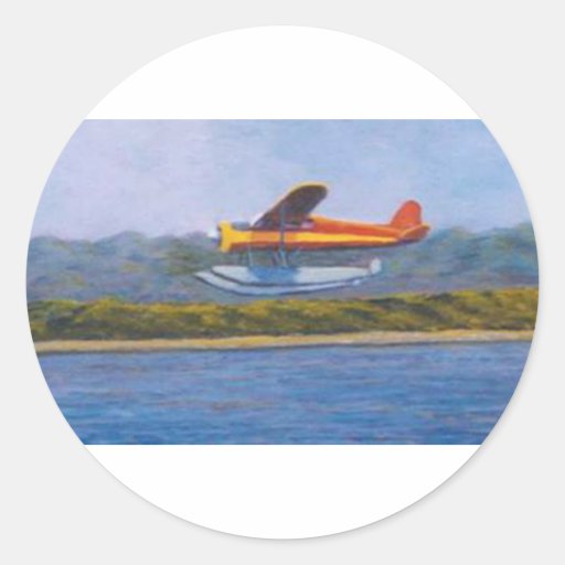 float plane round stickers
