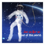 Floating Astronaut Outerspace Birthday Party Custom Invite