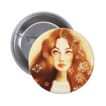 Flora badge pinback button
