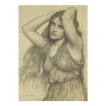 Flora with Long Hair Personalized Announcements