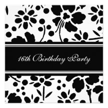 Floral 16th Birthday Party Invitations