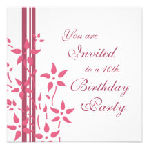 Floral 16th Birthday Party Invitations