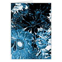 Floral Art Note Card Blue Floral
