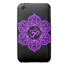 Floral Aum Design – purple and black Case-Mate iPhone 3 Cases