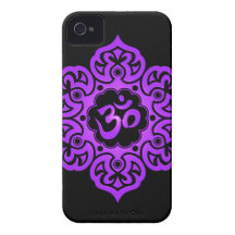Floral Aum Design – purple and black iPhone 4 Case