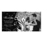 Floral Black and White Wedding Thank You Photocard Personalized Photo Card