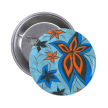 Floral-blues n oranges buttons