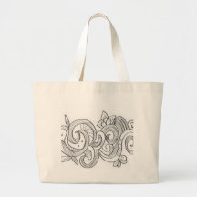 Floral border design tote bags