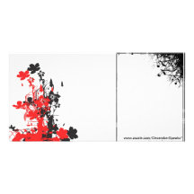 Floral bouquet-red personalized photo card