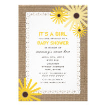 Floral Burlap & Lace Inspired Baby Shower Invite invitations