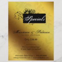 Floral Butterfly Flyer Salon Spa Gold Black
