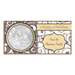 Floral Christmas Happy Holidays Elegant Red Yellow Personalized Photo Card