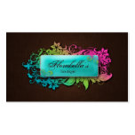Floral Fashion Linen Blue Brown Business Card
