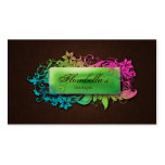 Floral Fashion Linen Green Brown Business Card Template