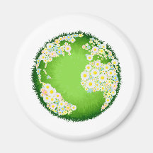 Floral flower globe concept magnets