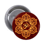 Floral Golden Red Aum Design Buttons