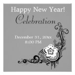 Floral Grunge New Year's Eve Party Invitation