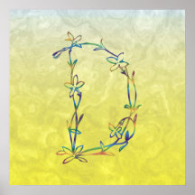 FLORAL MONOGRAM D PRINT
