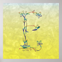 FLORAL MONOGRAM E POSTER
