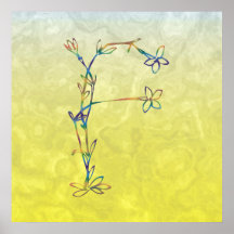 FLORAL MONOGRAM F PRINT