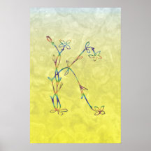 FLORAL MONOGRAM K POSTER