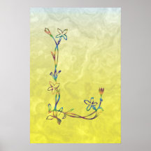 FLORAL MONOGRAM L POSTERS