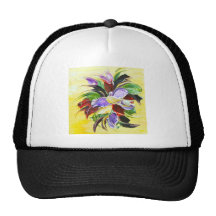floral painting mesh hats