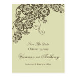 Floral Paisley Coffee Save Date Wedding Postcard