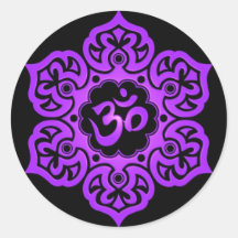 Floral Purple and Black Aum Design Stickers