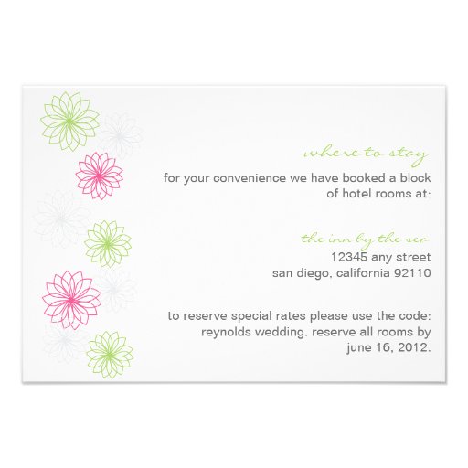 Floral Reflections Wedding Insert Card Custom Invite